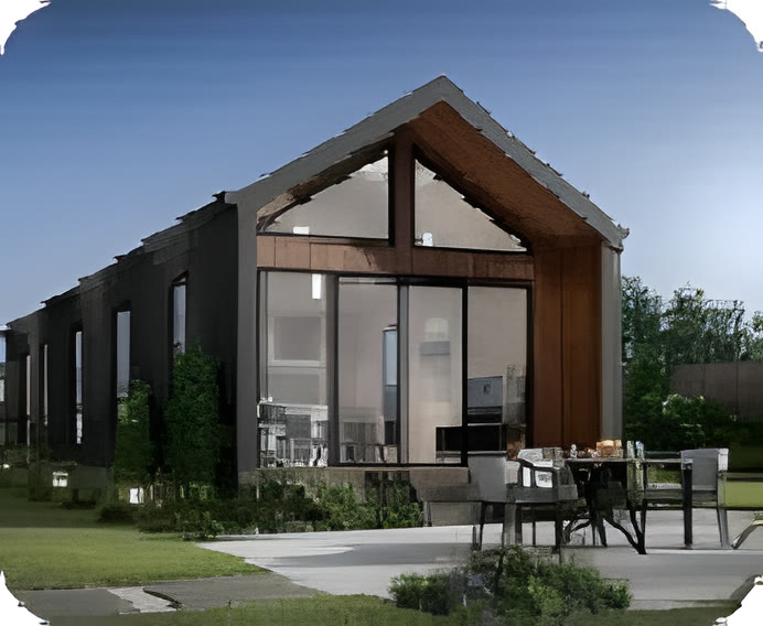 Contemporary villa with a double-height glass facade