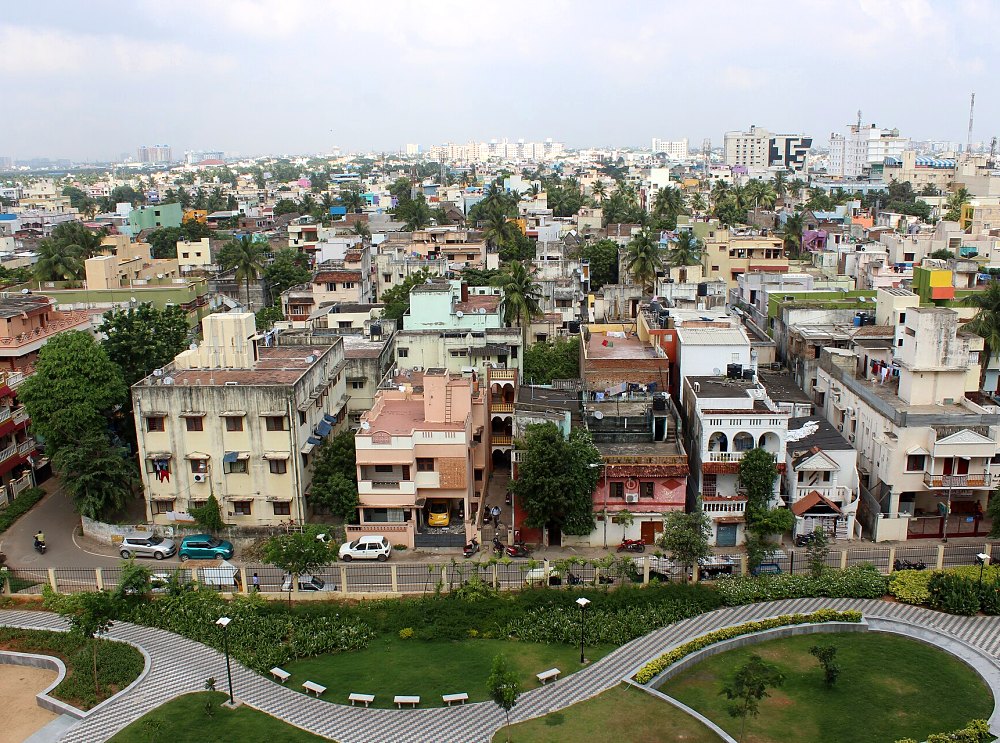 Aerial view of the Vadapalani residential area in Chennai