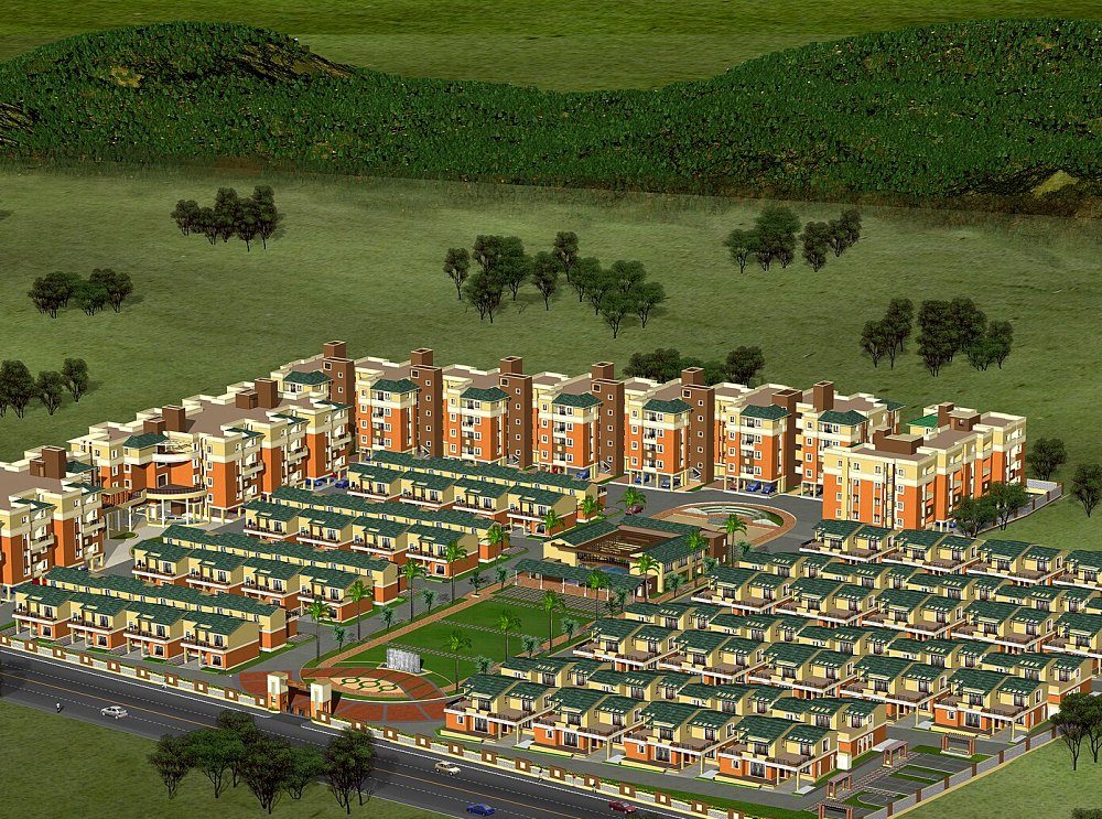 Aerial view of a gated villa township in Kovaipudur, Coimbatore